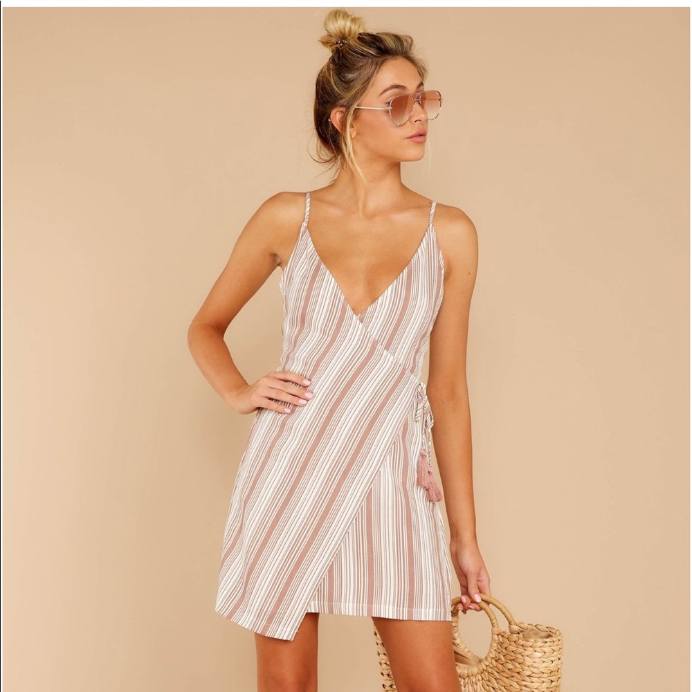 Blush stripe wrap dress